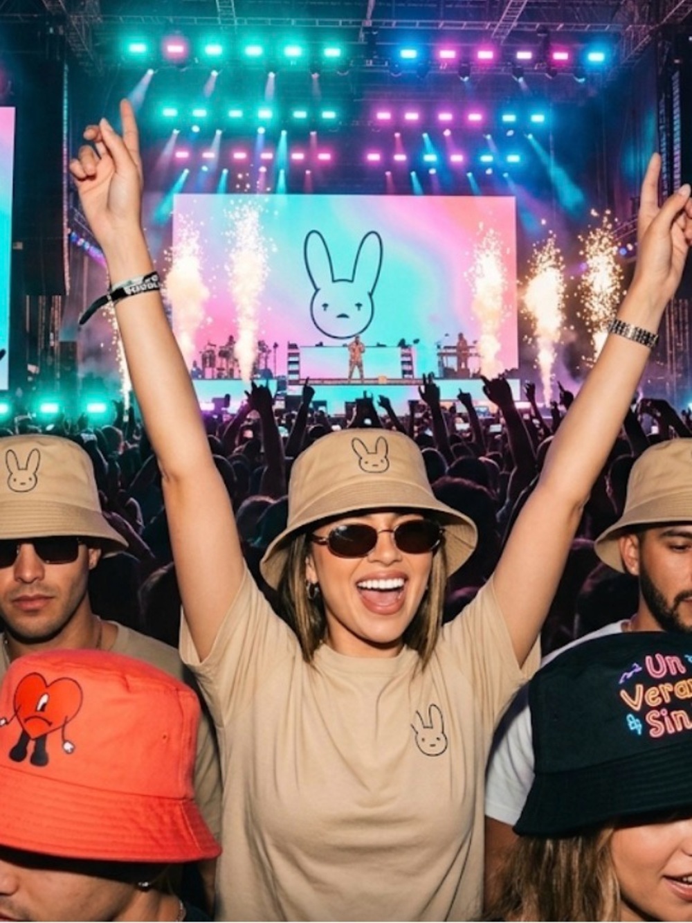 Tan Bunny Logo Bucket Hat - Unbranded